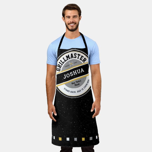 Dad Grill master Apron on Black (Worn)