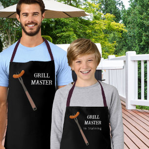 Dad Grill Master Father Son BBQ Black Apron
