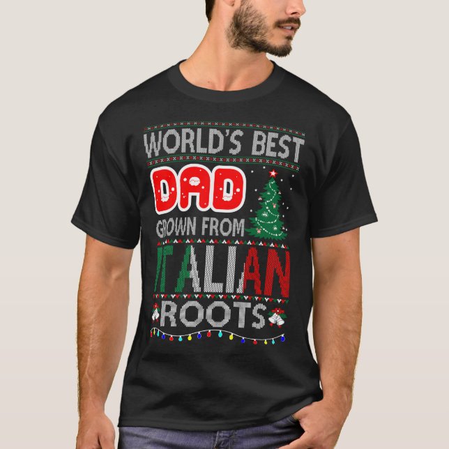 Dad Grown Italian Roots Christmas Ugly Sweater (Front)