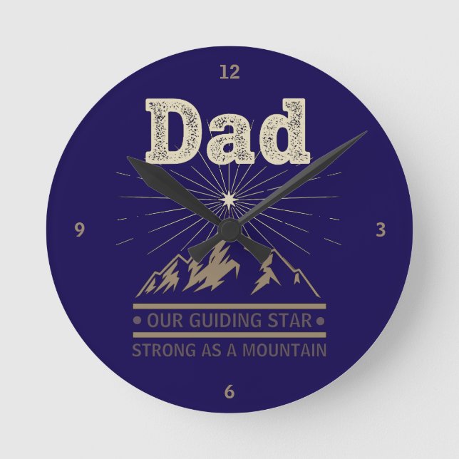 Dad Guiding Star Mountain Round Clock (Front)