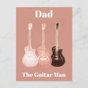 Dad guitar man funny acoustic rustic musician holiday postcard