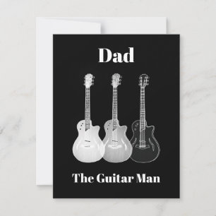 Dad guitar man simple funny monochromatic note card