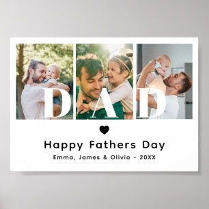 Dad Happy Fathers Day 3 Photo Collage Poster