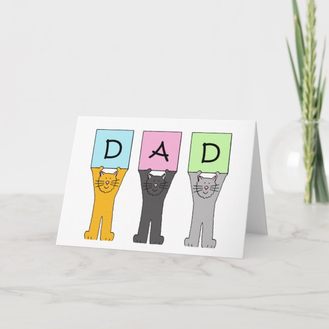 Dad Happy Father's Day Cartoon Cats Card (Front)