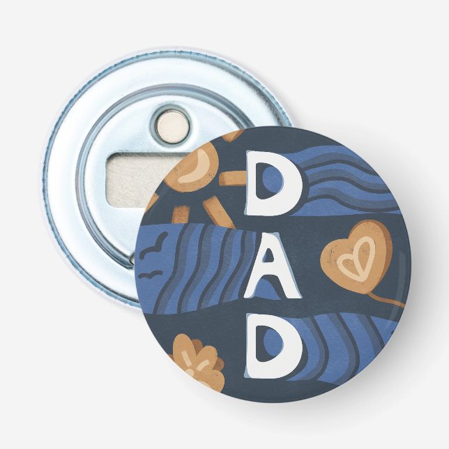 Dad - Happy Father's Day Navy Blue Bottle Opener (Front)