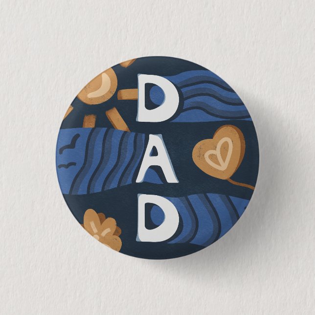 Dad - Happy Father's Day Navy Blue Button (Front)