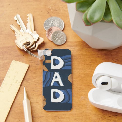 Dad _ Happy Fathers Day Navy Blue Keychain
