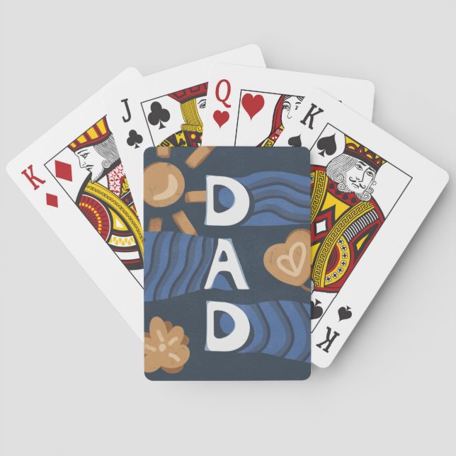 Dad - Happy Father's Day Navy Blue Poker Cards (Back)