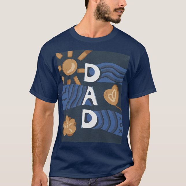 Dad - Happy Father's Day Navy Blue T-Shirt (Front)