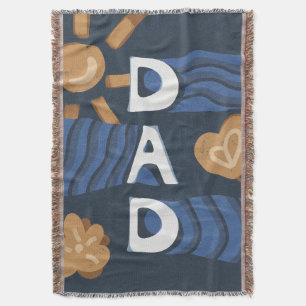 Dad - Happy Father's Day Navy Blue Throw Blanket