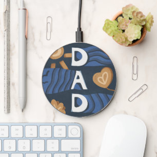 Dad - Happy Father's Day Navy Blue Wireless Charger