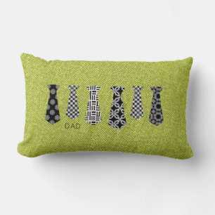 DAD Happy Fathers Day Neck Ties Green Denim Lumbar Pillow