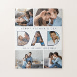 Dad Happy Father's Day Photo Collage Jigsaw Puzzle<br><div class="desc">Celebrate Father's day with our beautiful personalized family photo jigsaw puzzle. The design features a multiple photo layout to add your own photos. In the center of the puzzle, it says Happy Father's Day Dad. Add your photos inside the word "dad". Make a special family memory with this fun family...</div>