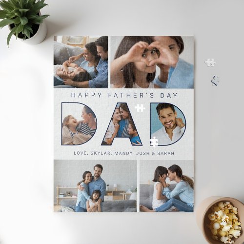 Dad Happy Fathers Day Photo Collage Jigsaw Puzzle