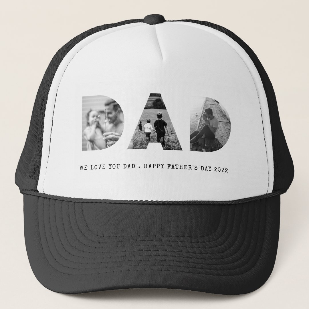 DAD Happy Fathers Day Photo Trucker Hat | Zazzle