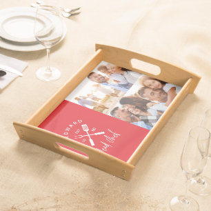 Dad head chef bbq grill 4 photo red 4 photo serving tray