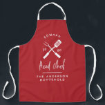 Dad head chef bbq grill Christmas birthday modern  Apron<br><div class="desc">Dad head chef bbq grill Christmas,  birthday  fathers day modern red and white apron design.</div>