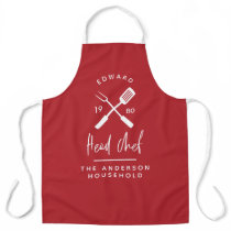 Dad head chef bbq grill Christmas birthday modern  Apron