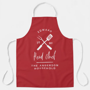 Dad head chef bbq grill Christmas birthday modern  Apron