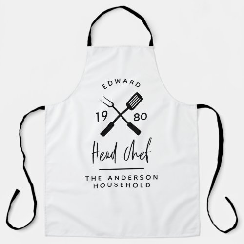 Dad head chef bbq grill Christmas birthday modern Apron