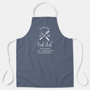 Dad head chef bbq grill Christmas birthday modern Apron