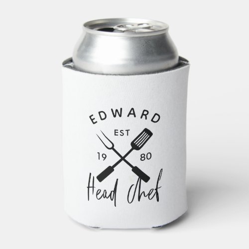 Dad head chef bbq grill Christmas birthday modern Can Cooler