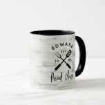 Dad head chef bbq grill Christmas birthday modern  Mug<br><div class="desc">Head chef bbq grill Christmas,  birthday,  Mothers or Fathers day Dad modern rustic grey wood effect coffee mug black and white design.</div>