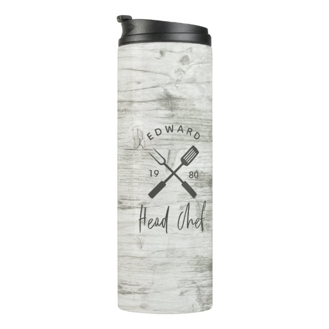 Dad head chef bbq grill Christmas birthday modern Thermal Tumbler (Rotated Right)
