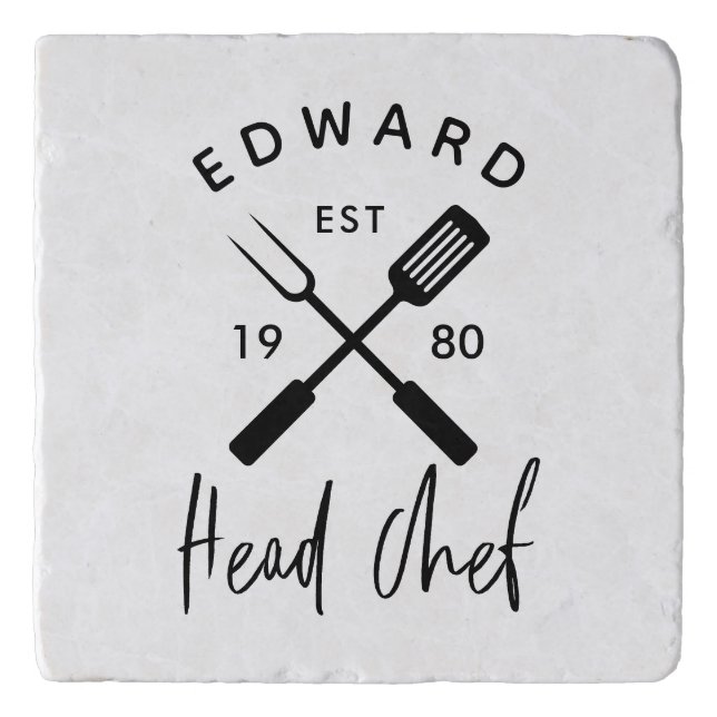 Dad head chef bbq grill Christmas birthday modern Trivet (Front)