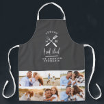 Dad head chef bbq grill multi photo modern apron<br><div class="desc">Dad head chef bbq grill Christmas,  birthday,  fathers day modern multi photo grey and white apron design.</div>