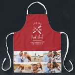 Dad head chef bbq grill multi photo modern red apron<br><div class="desc">Dad head chef bbq grill Christmas,  birthday,  fathers day modern multi photo red and white apron design.</div>