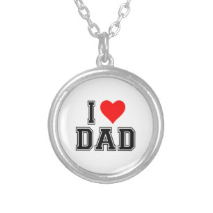 Dad Heart Button – Bold and Simple Design Silver Plated Necklace