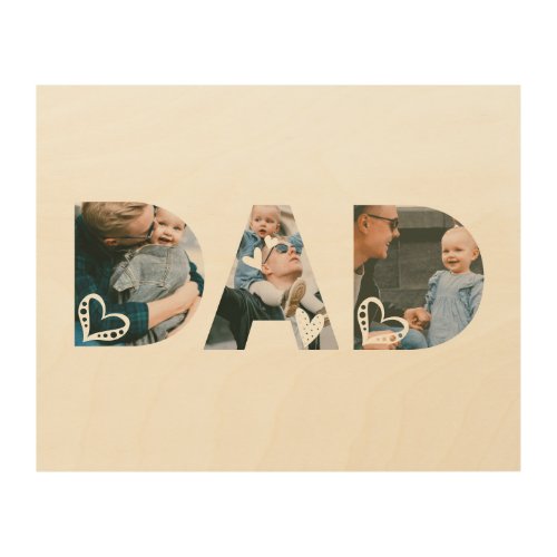 Dad Heart Collage Fathers Day Keepsake Photo Canv Wood Wall Art