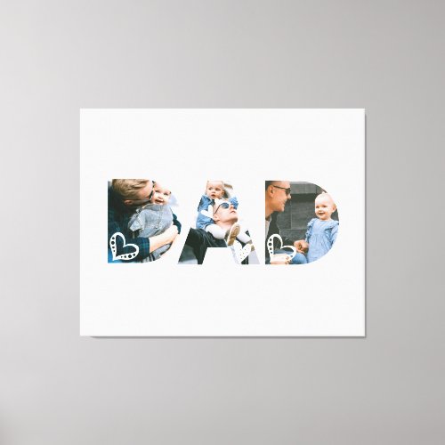 Dad Heart Collage Fathers Day Keepsake Photo Canvas Print