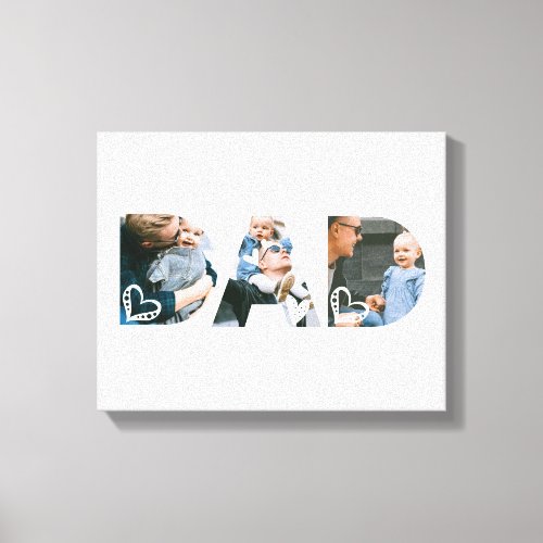 Dad Heart Collage Fathers Day Keepsake Photo Canvas Print