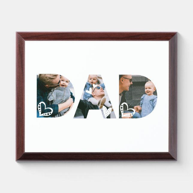 Dad Heart Collage Father's Day Keepsake Plaque (Horizontal)
