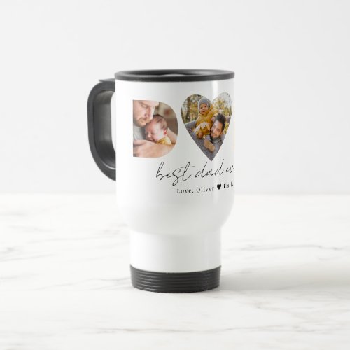 Dad Heart Photo Collage Fathers Day Gift Travel Mug