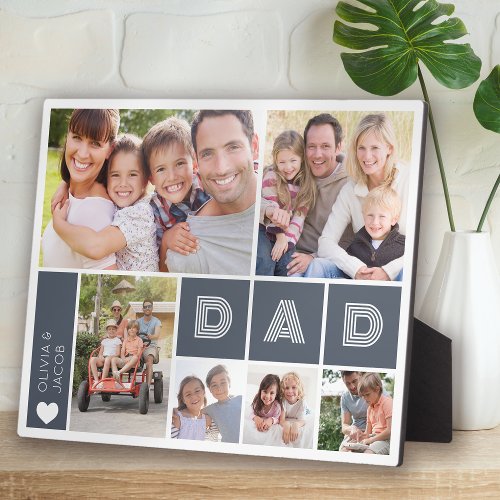 Dad Heart Photo Collage Fathers Day Plaque