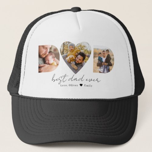 Dad Heart Photo Collage for Fathers Day Trucker Hat
