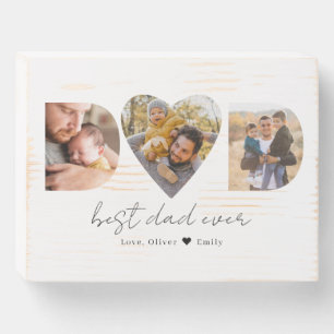 Dad Heart Photo Collage, Toddler Gift for Dad Wooden Box Sign