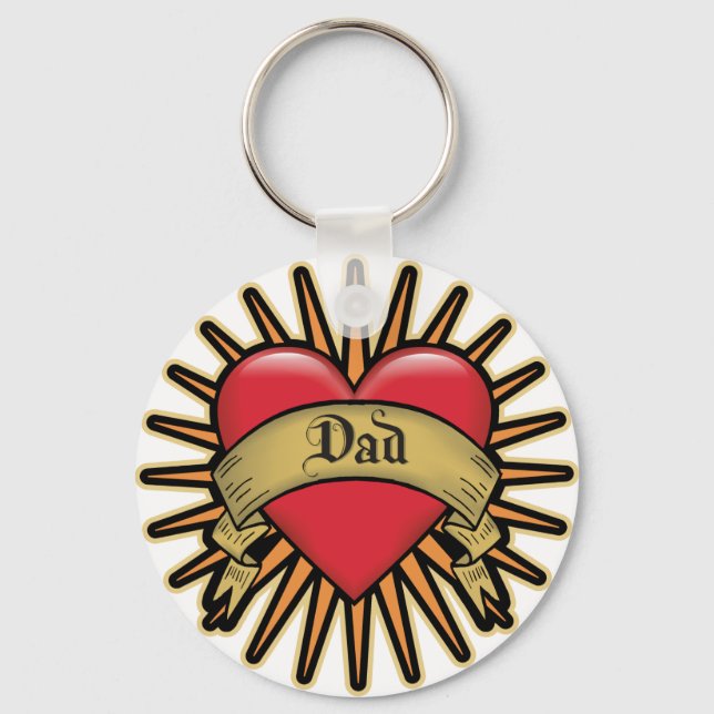 Dad Heart Tattoo Keychain (Front)