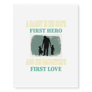 Dad Hero A Daughter's First Love Happy Fathers Day Temporary Tattoos