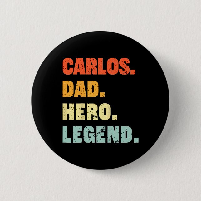 Dad Hero Legend Personalized Custom Name Fathers D Button (Front)
