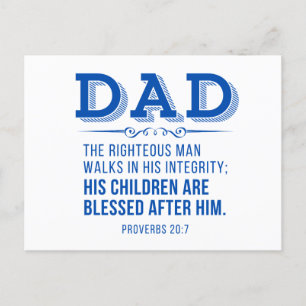 Dad - His children are blessed Christian Fathers Holiday Postcard