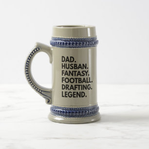 Dad Husband Fantasy Football Drafting Legend Gift Beer Stein