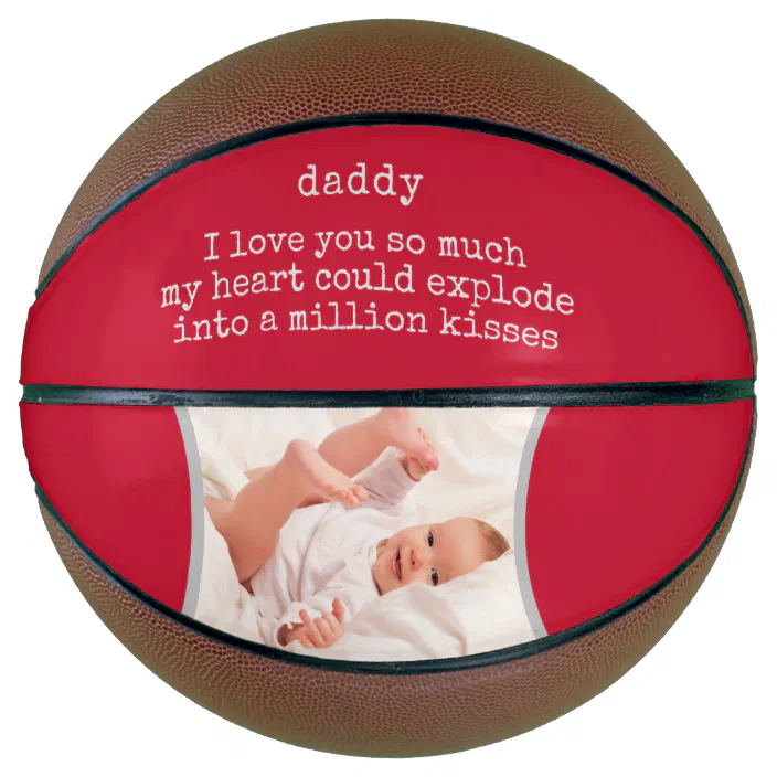 Dad I Love You Poem Custom Photo Red Decorative Basketball Zazzle Com
