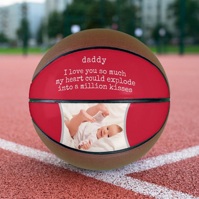 Dad I Love You Poem - Custom Photo Red Decorative Basketball (Creator Uploaded)