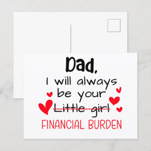 Dad I Will Always Be Your Little Girl, Financial Postcard