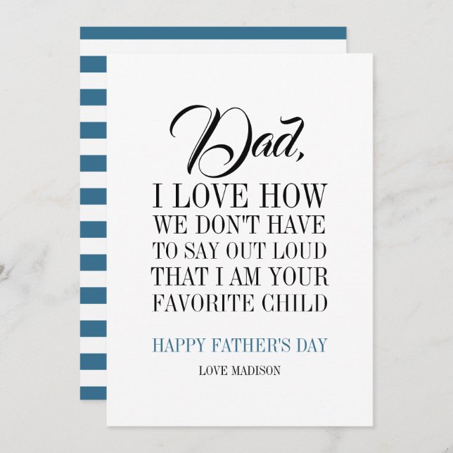 Dad I'm Your Favorite Child Father's Day Card (Front/Back)