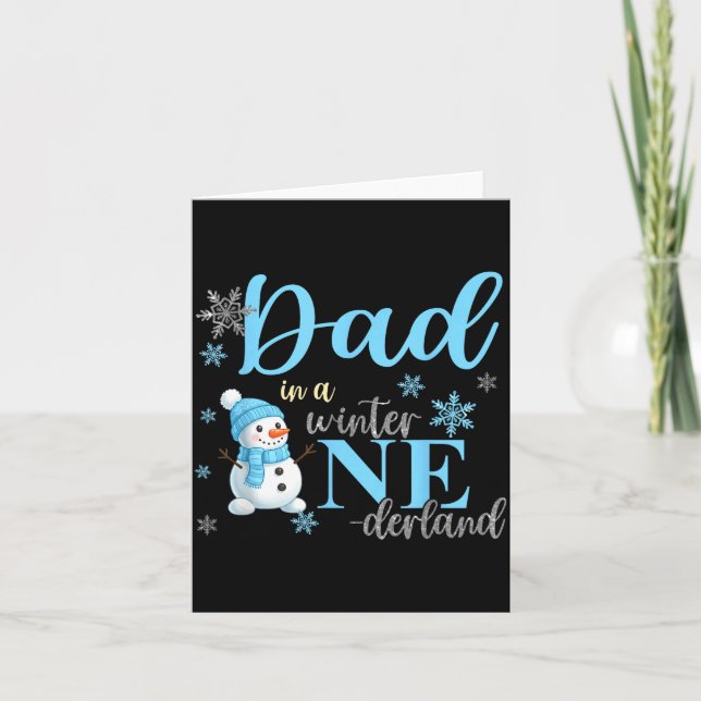 Dad In A Winter Onederland Birthday Boy Girl Cute  Card (Front)
